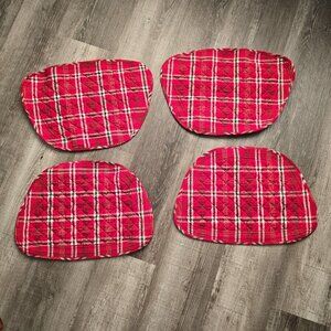 Quilted Fabric Placemats Set of 4 Red Tartan Plaid Holiday Christmas Seasonal